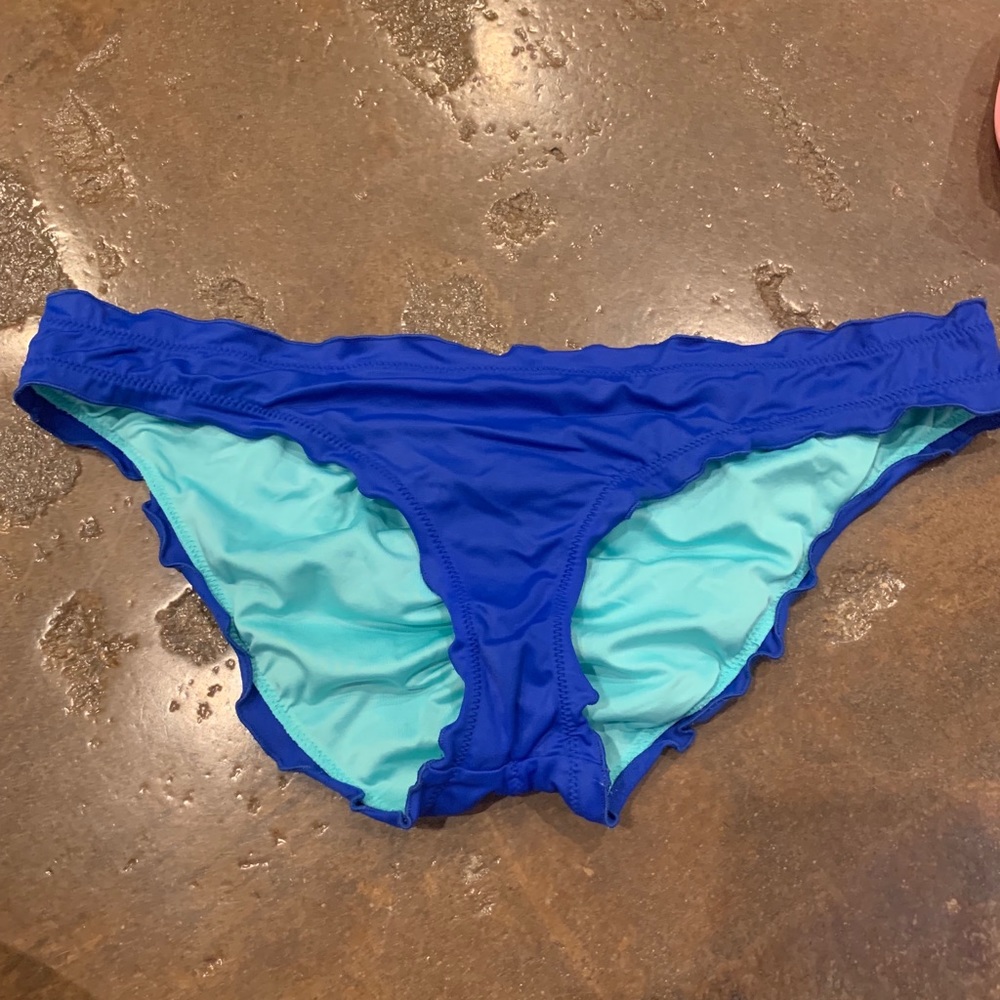 Dark blue ruffled bikini bottom